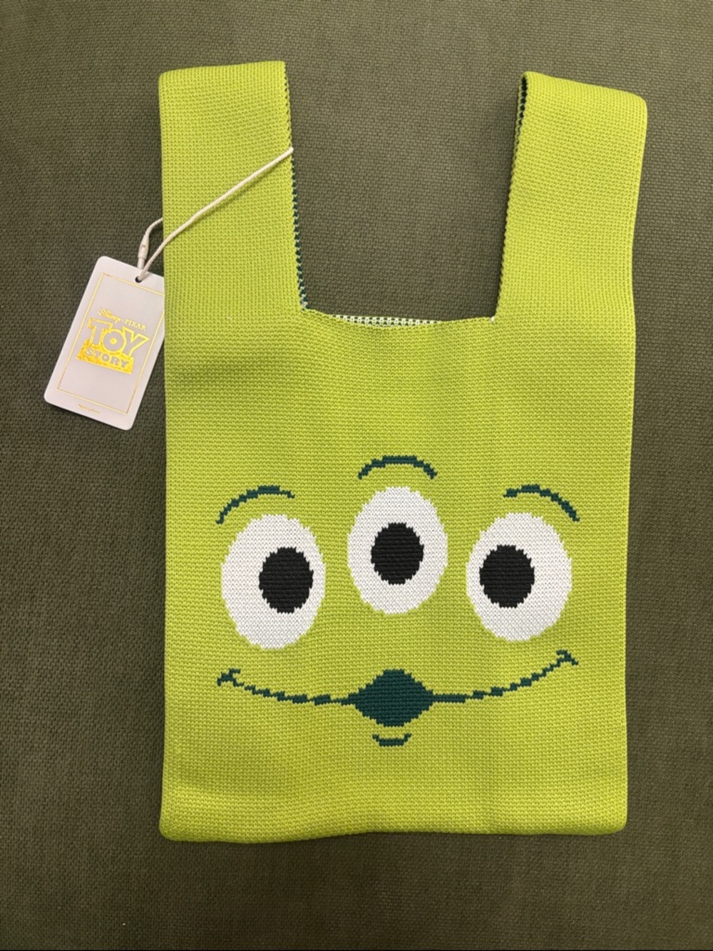 Disney Lime Green Three-Eyed Alien Knit Tote Bag Toy Story